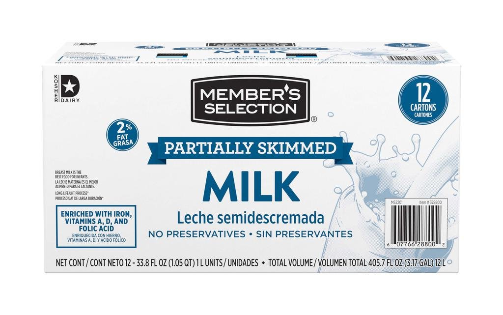 Member's Selection Leche Semidescremada 12 Unidades / 1 L / 33.81 oz