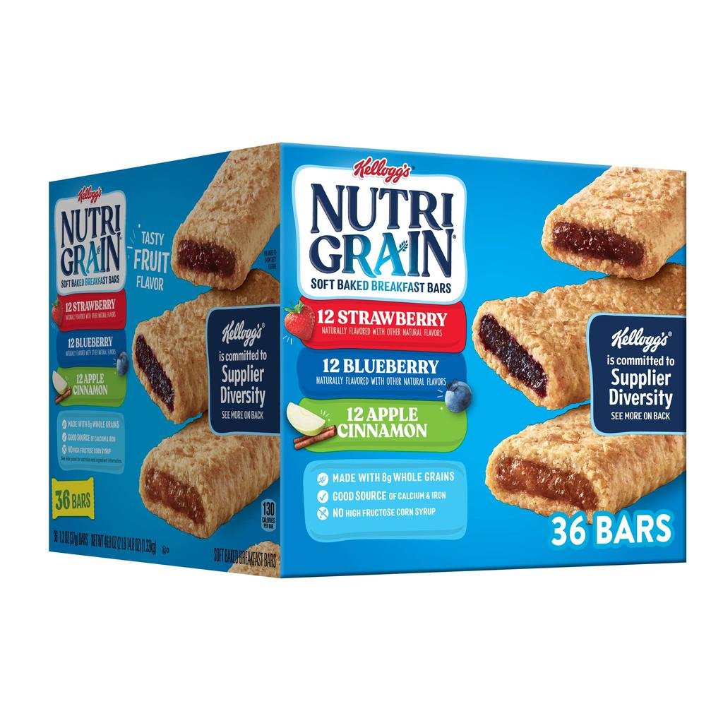 Kellogg's Barras Nutri Grain de Grano Entero y Fruta Real 36 Unidades / 37 g / 1.3 oz